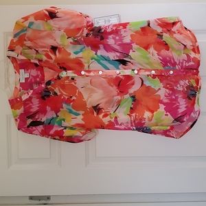 Dressbarn Sheer floral tropical top. Never worn.